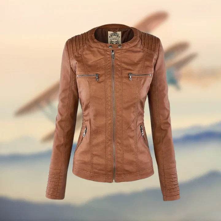 Charlotte, veste effet cuir à capuche camel – AvoraVarelle