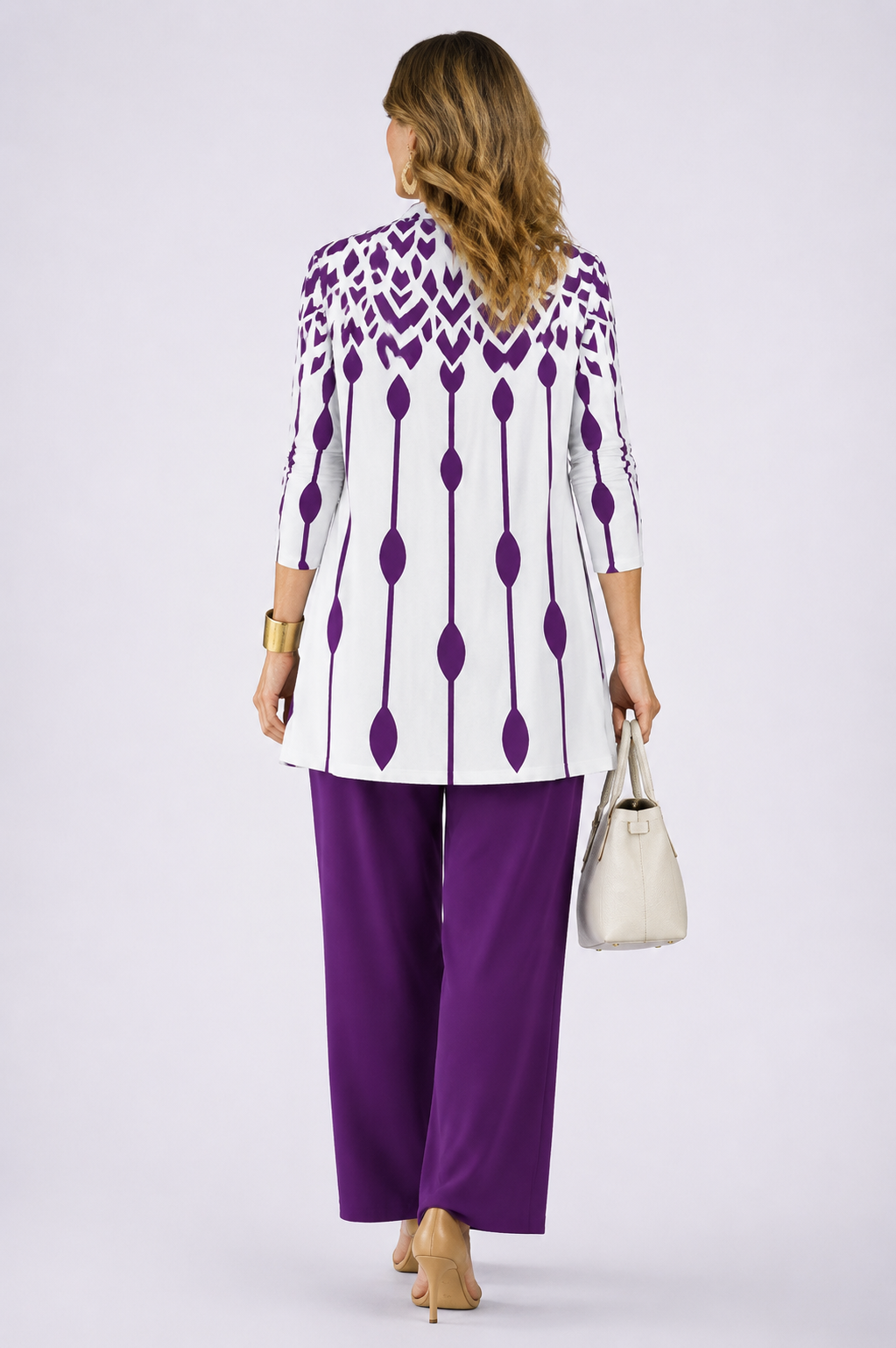 Elaine | Ensemble 3 pièces violet et blanc