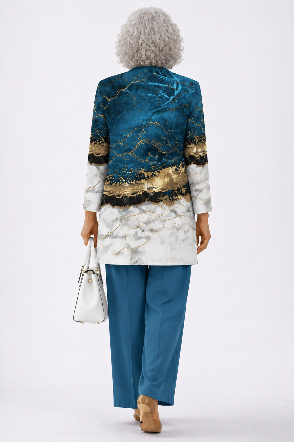 Teresa | Ensemble 3 pièces bleu et marbre doré