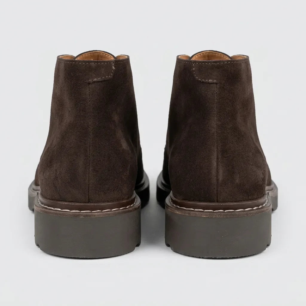 Simon | Boots à lacets en velours marron