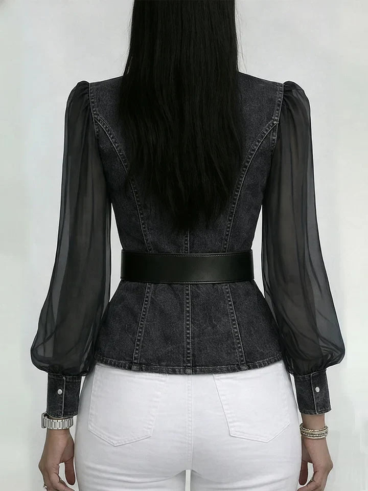 Camille | Blouse élégante cintrée avec ceinture raffinée