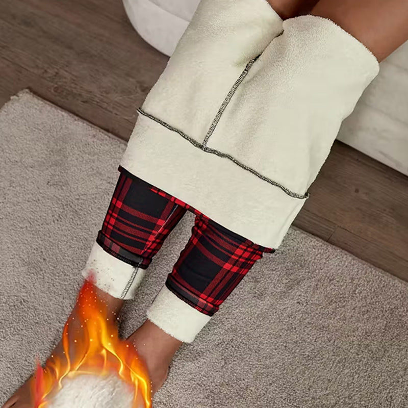 Leggings en polaire à carreaux pour femme