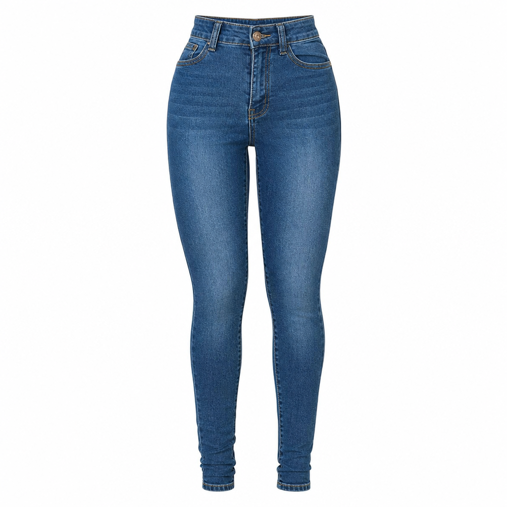 Pantalon en denim extensible taille haute pour femme