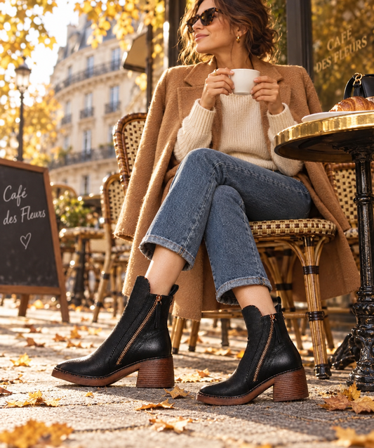 Joséphine | Bottines en cuir à talon carré
