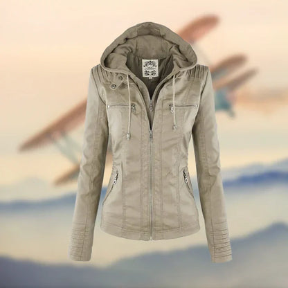 Charlotte, veste effet cuir à capuche beige – AvoraVarelle