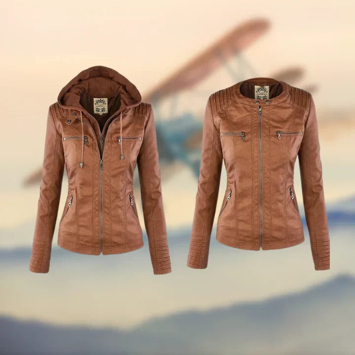 Charlotte, veste effet cuir à capuche camel – AvoraVarelle