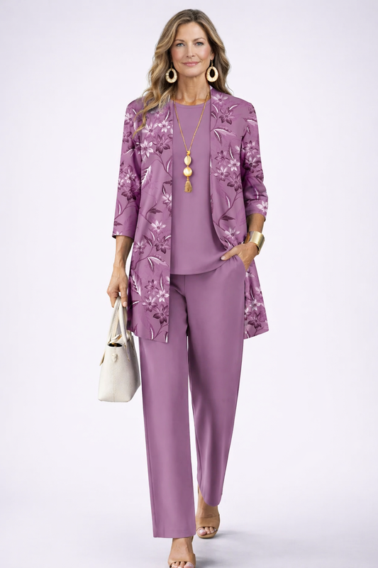 Pauline | Ensemble 3 pièces violet