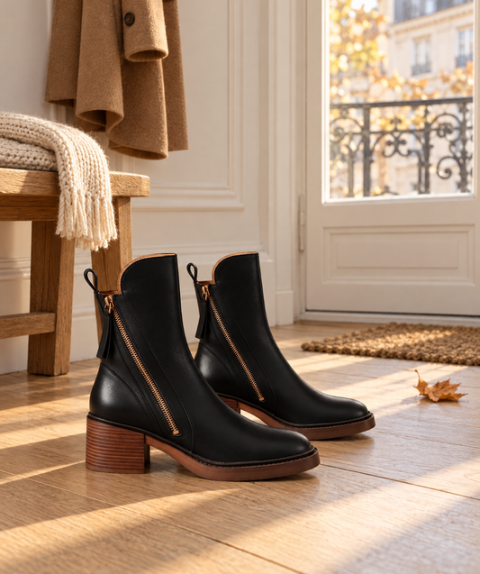Joséphine | Bottines en cuir à talon carré
