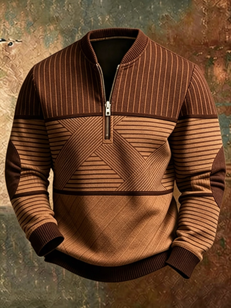 Alexandre| Pull Homme Élégant avec Fermeture Zippée Mi-longue