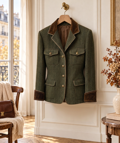 Vivienne | Blazer chevron à liseré contrasté