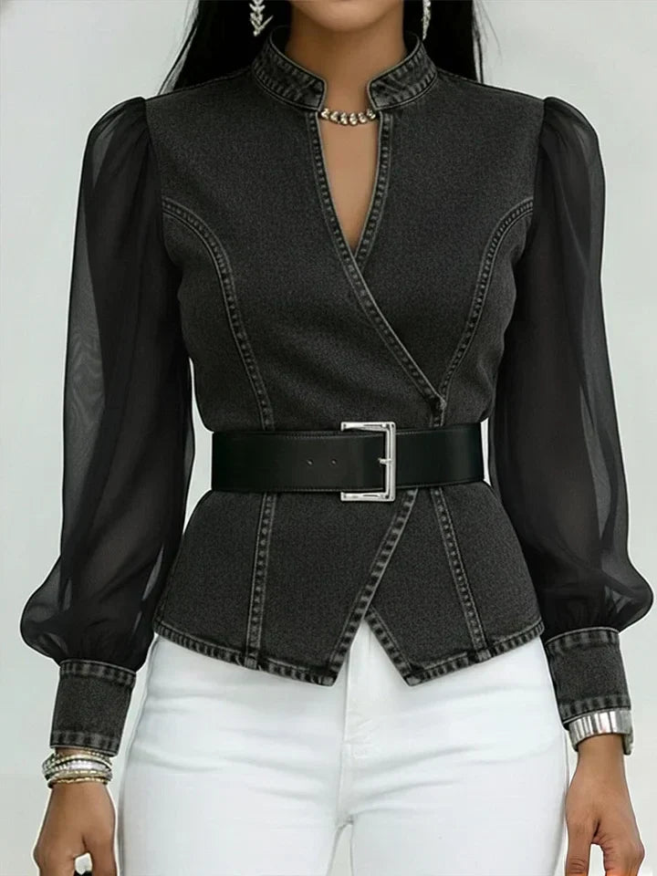 Camille | Blouse élégante cintrée avec ceinture raffinée