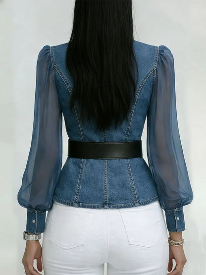 Camille | Blouse élégante cintrée avec ceinture raffinée