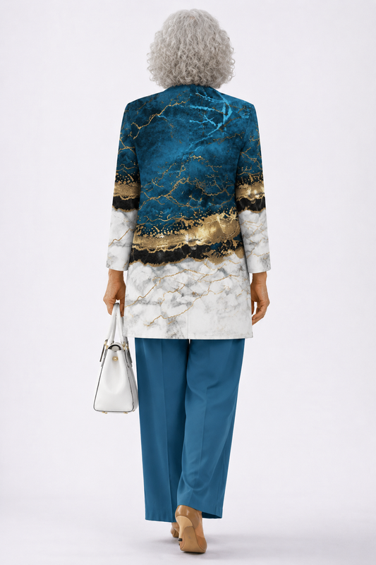 Teresa | Ensemble 3 pièces bleu et marbre doré