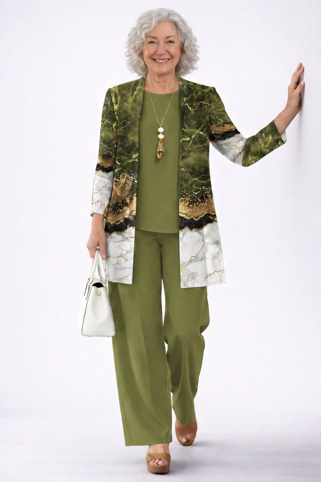 Deborah | Ensemble 3 pièces vert olive