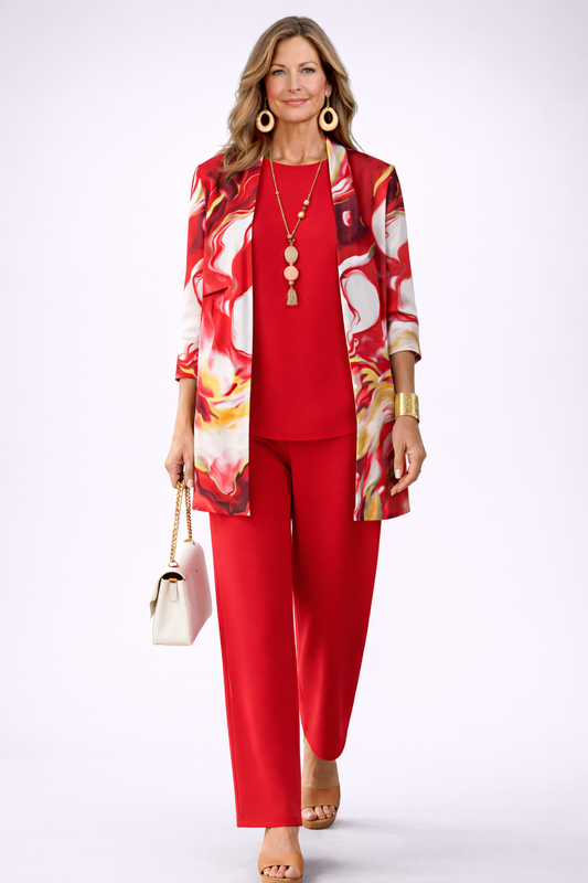 Gelsey | Ensemble 3 pièces rouge