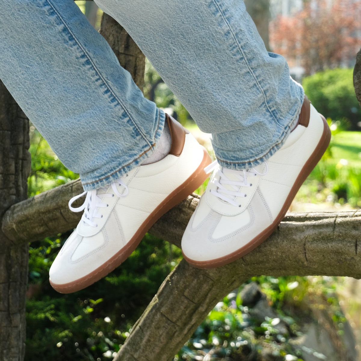 Nathan | Baskets en cuir grainé blanc