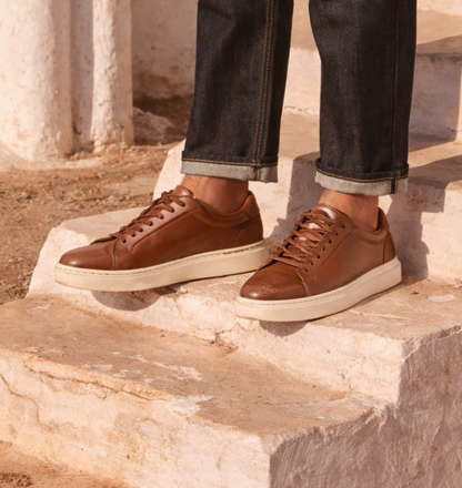 Jules | Baskets en cuir cognac