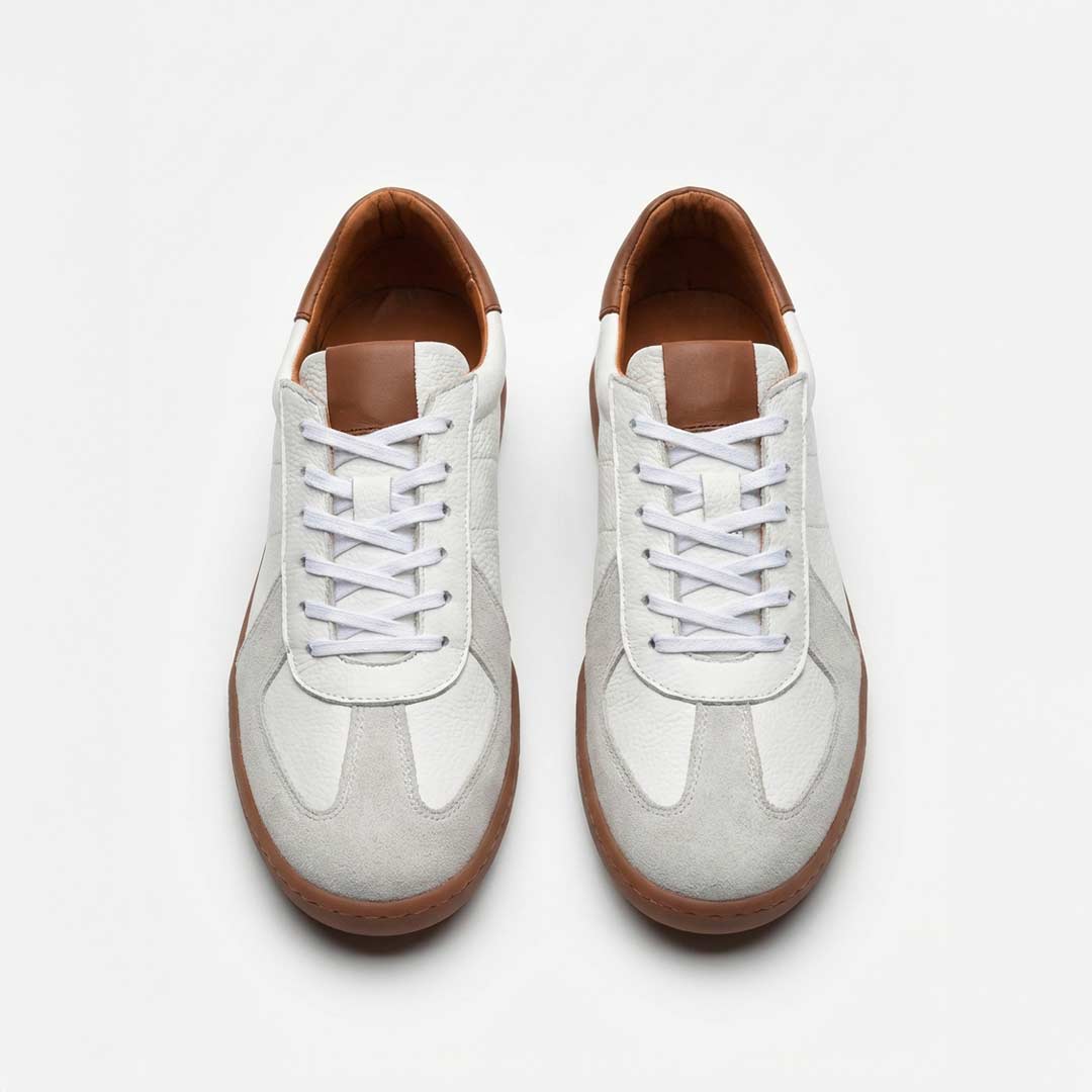 Nathan | Baskets en cuir grainé blanc
