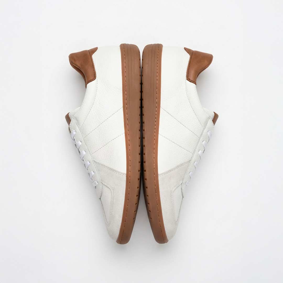 Nathan | Baskets en cuir grainé blanc