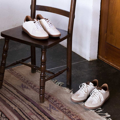 Nathan | Baskets en cuir grainé blanc