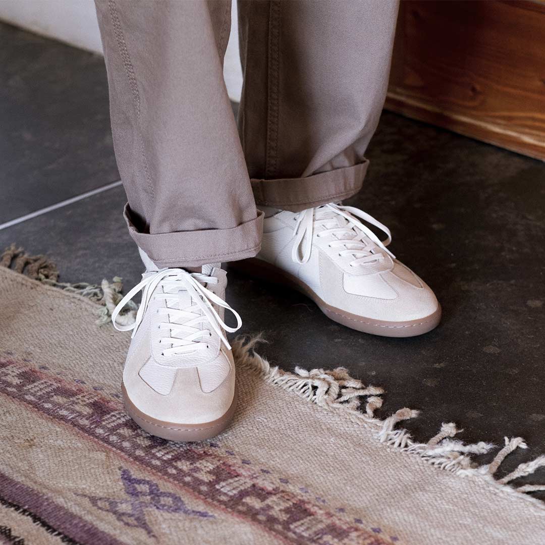 Nathan | Baskets en cuir grainé blanc