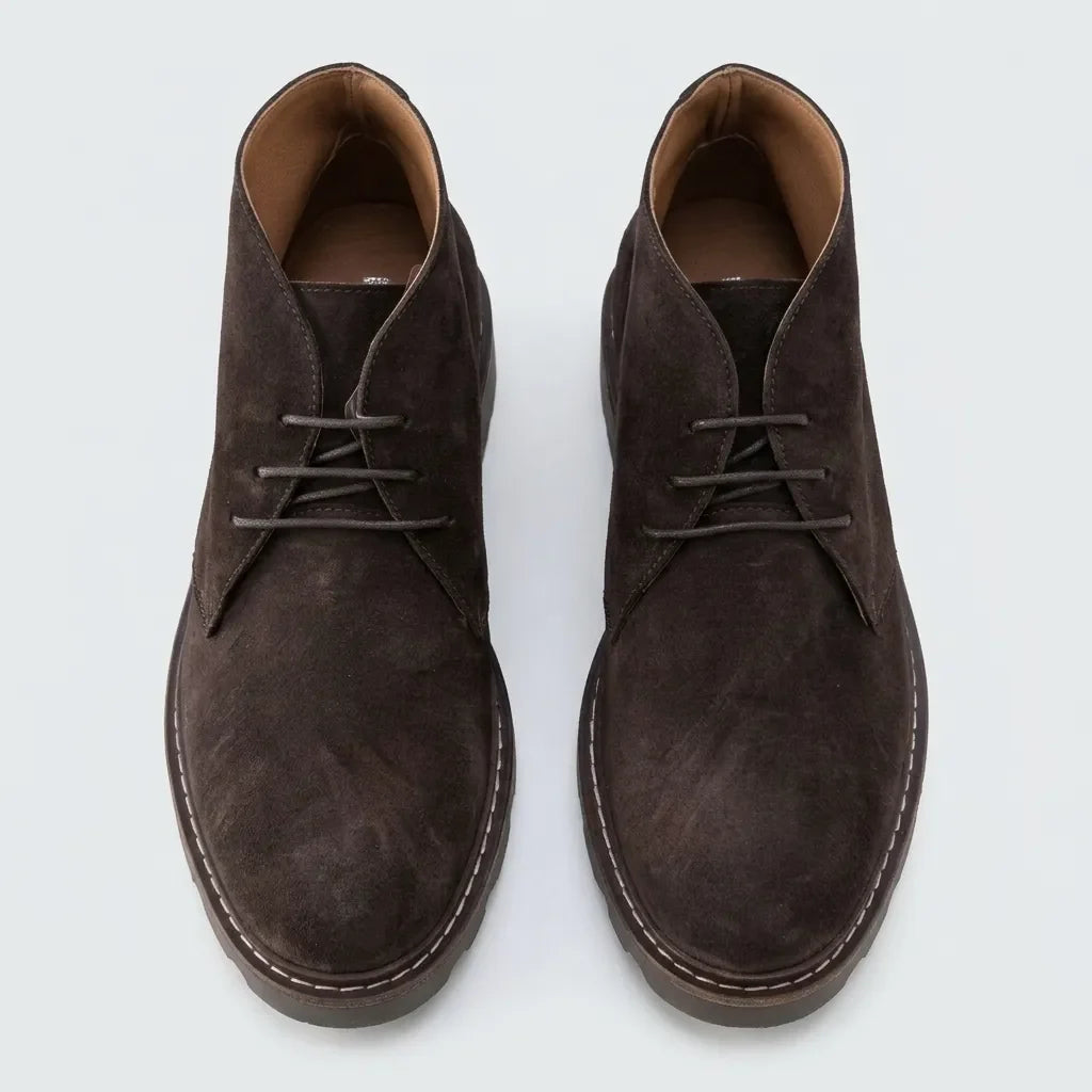 Simon | Boots à lacets en velours marron
