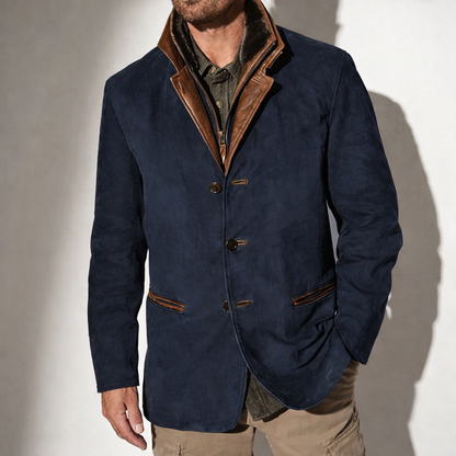 Veste en Suède pour Homme avec Détails en Cuir – Élégance Intemporelle