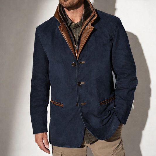 Veste en Suède pour Homme avec Détails en Cuir – Élégance Intemporelle