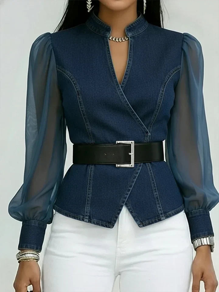 Camille | Blouse élégante cintrée avec ceinture raffinée
