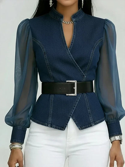 Camille | Blouse élégante cintrée avec ceinture raffinée