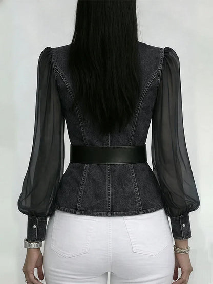 Camille | Blouse élégante cintrée avec ceinture raffinée