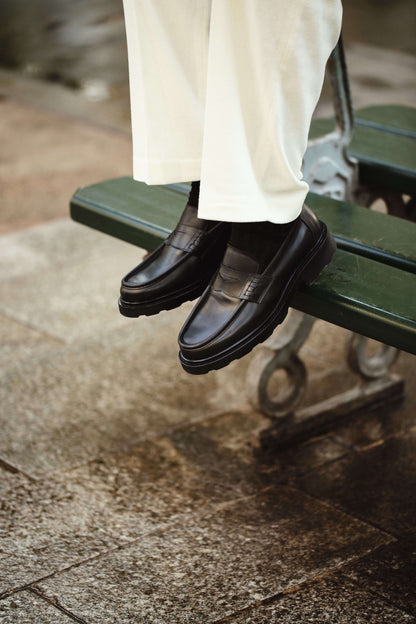 Léon | Mocassin en cuir glacé noir