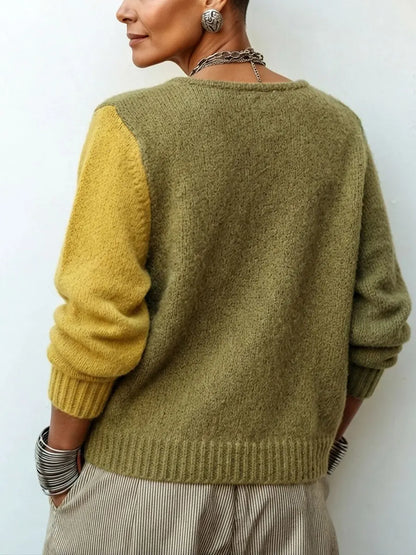 Clémence | Pull en maille asymétrique à blocs de couleurs