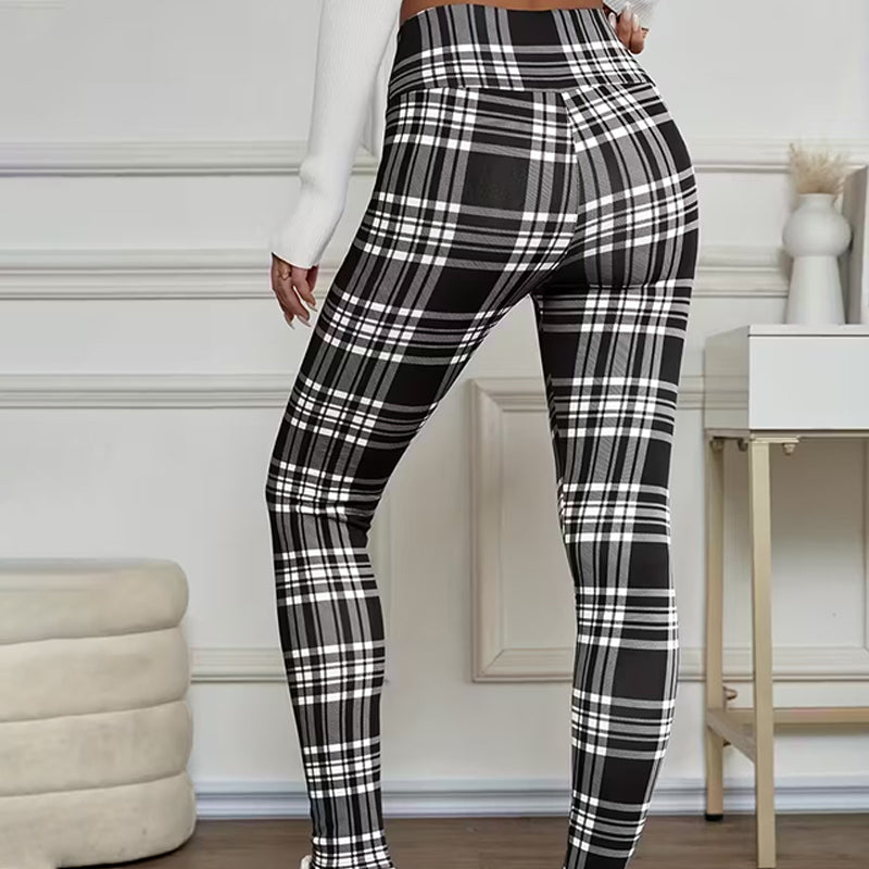 Leggings en polaire à carreaux pour femme