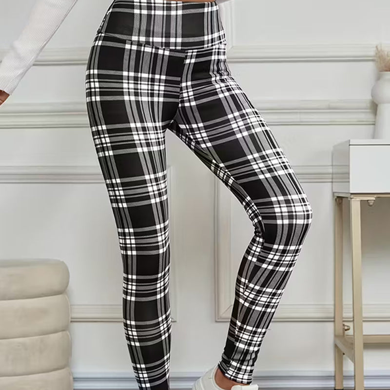 Leggings en polaire à carreaux pour femme