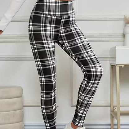 Leggings en polaire à carreaux pour femme