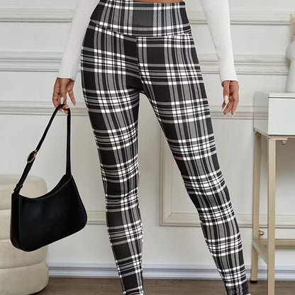 Leggings en polaire à carreaux pour femme