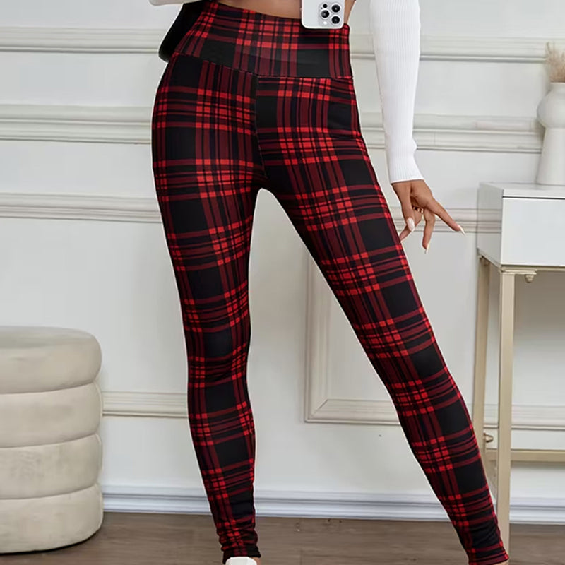 Leggings en polaire à carreaux pour femme