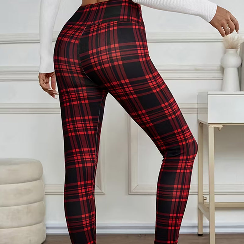 Leggings en polaire à carreaux pour femme