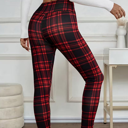 Leggings en polaire à carreaux pour femme
