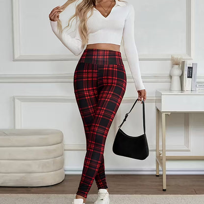 Leggings en polaire à carreaux pour femme
