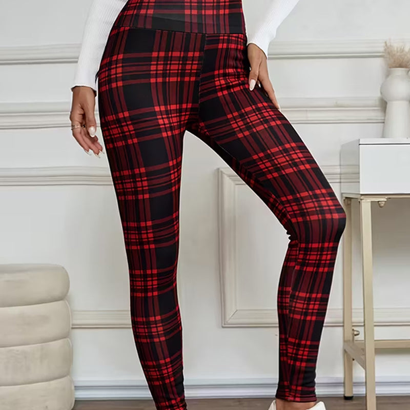 Leggings en polaire à carreaux pour femme