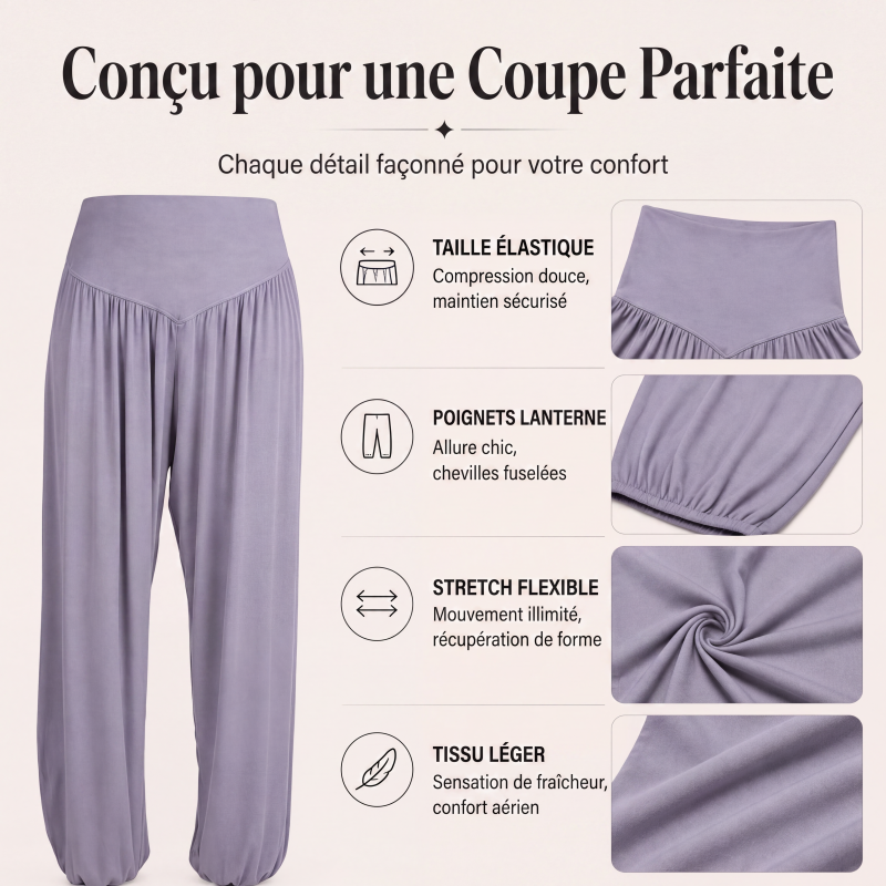Pantalon large taille haute pour femme