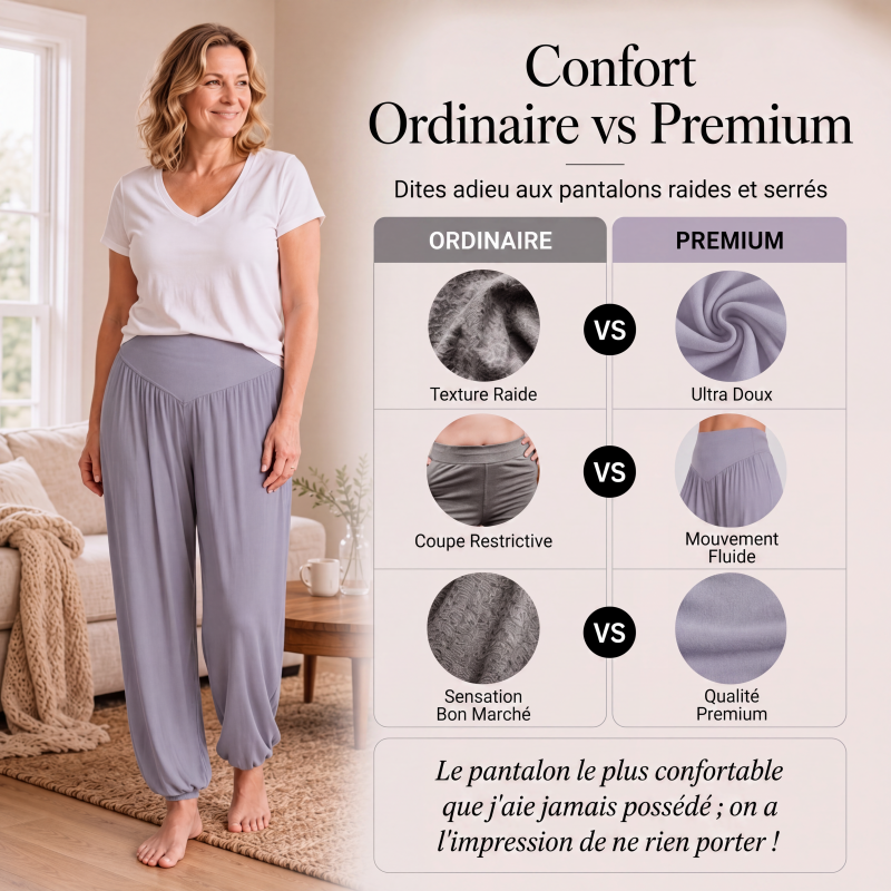 Pantalon large taille haute pour femme