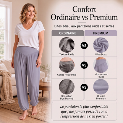 Pantalon large taille haute pour femme