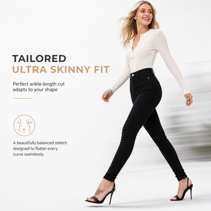 Pantalon en denim extensible taille haute pour femme