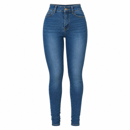 Pantalon en denim extensible taille haute pour femme