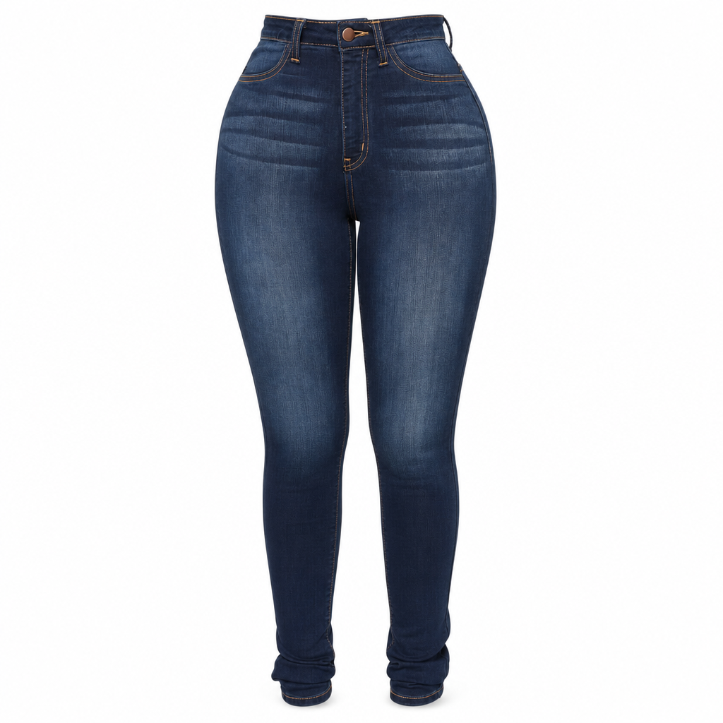 Pantalon en denim extensible taille haute pour femme