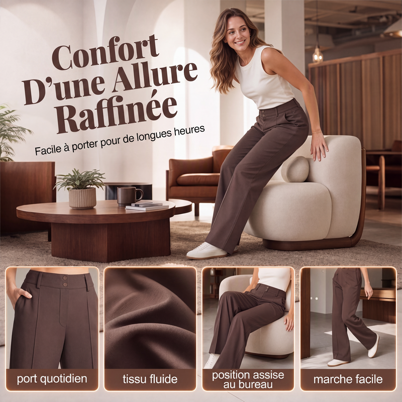 Pantalon large à taille haute pour femme