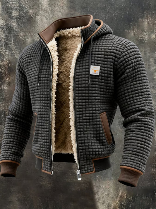 Lucas | Veste rétro gaufrée à capuche et zip